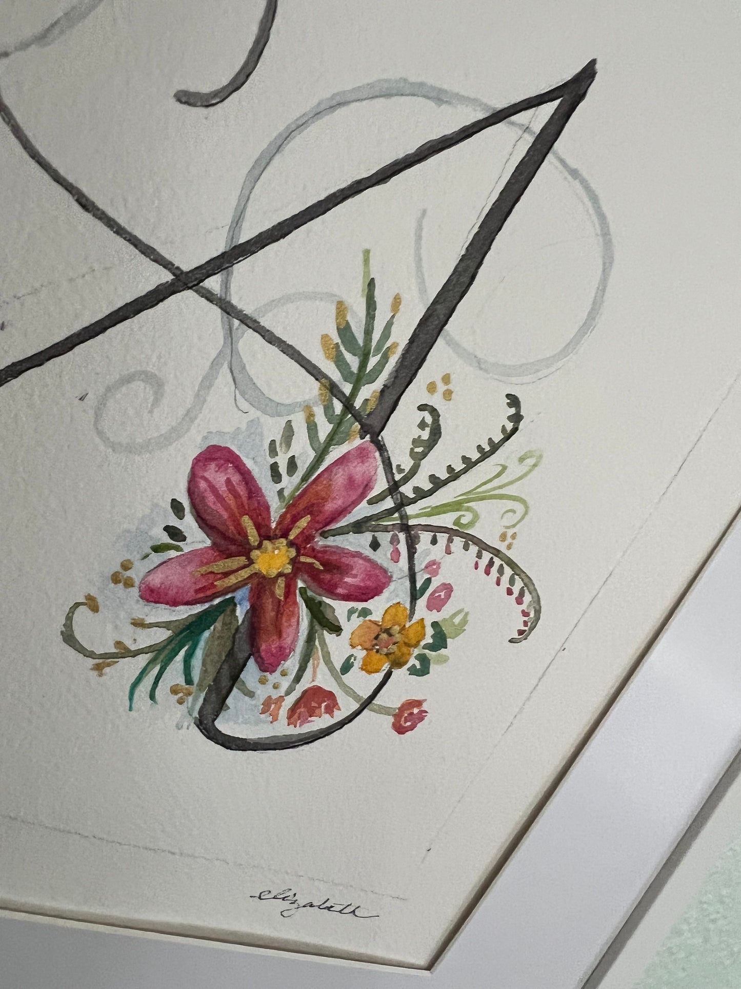 Original Artwork: "A with a flourish" Original watercolor
