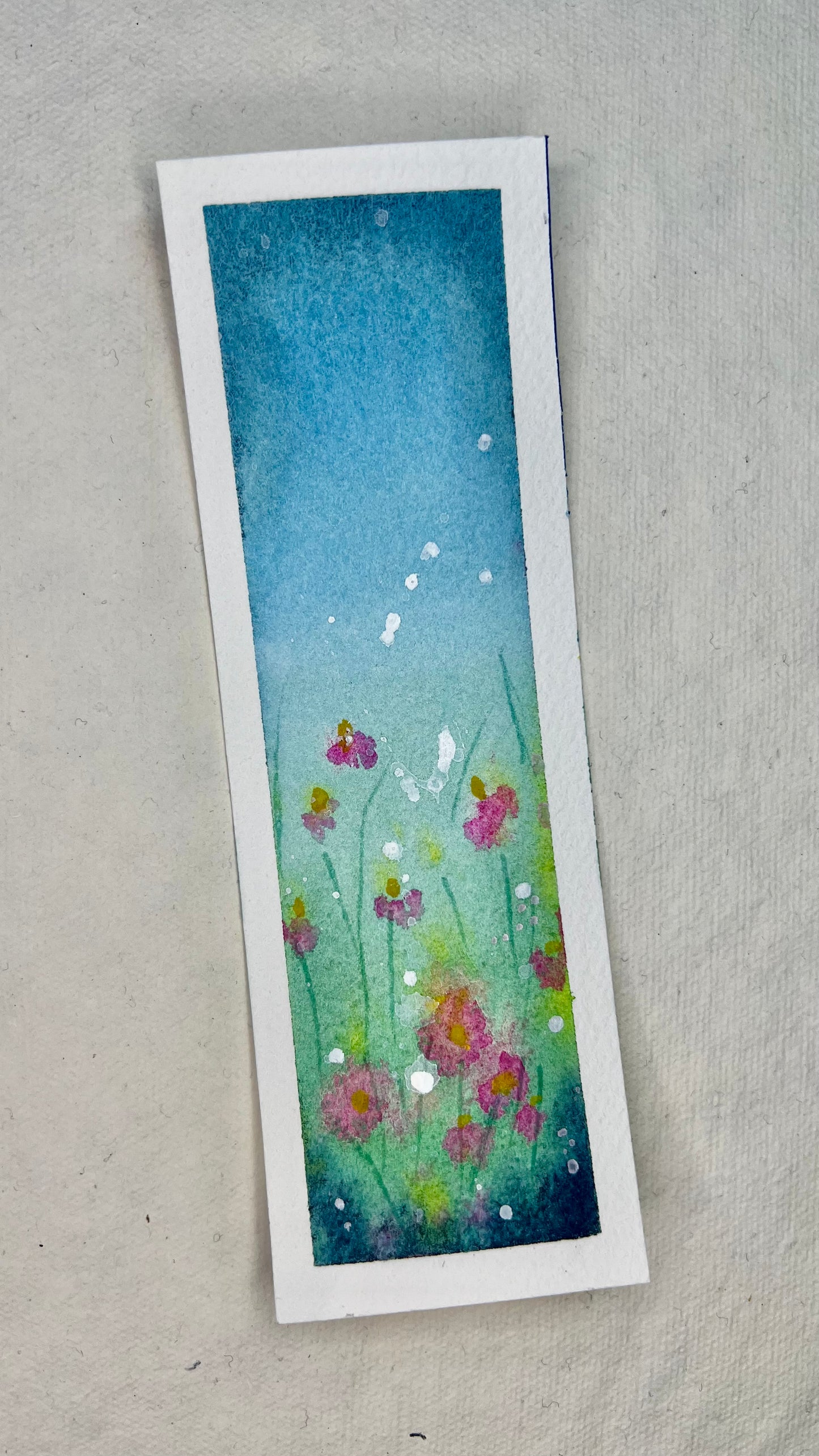 Original Artwork: "Blue and Flowers"  Bookmark