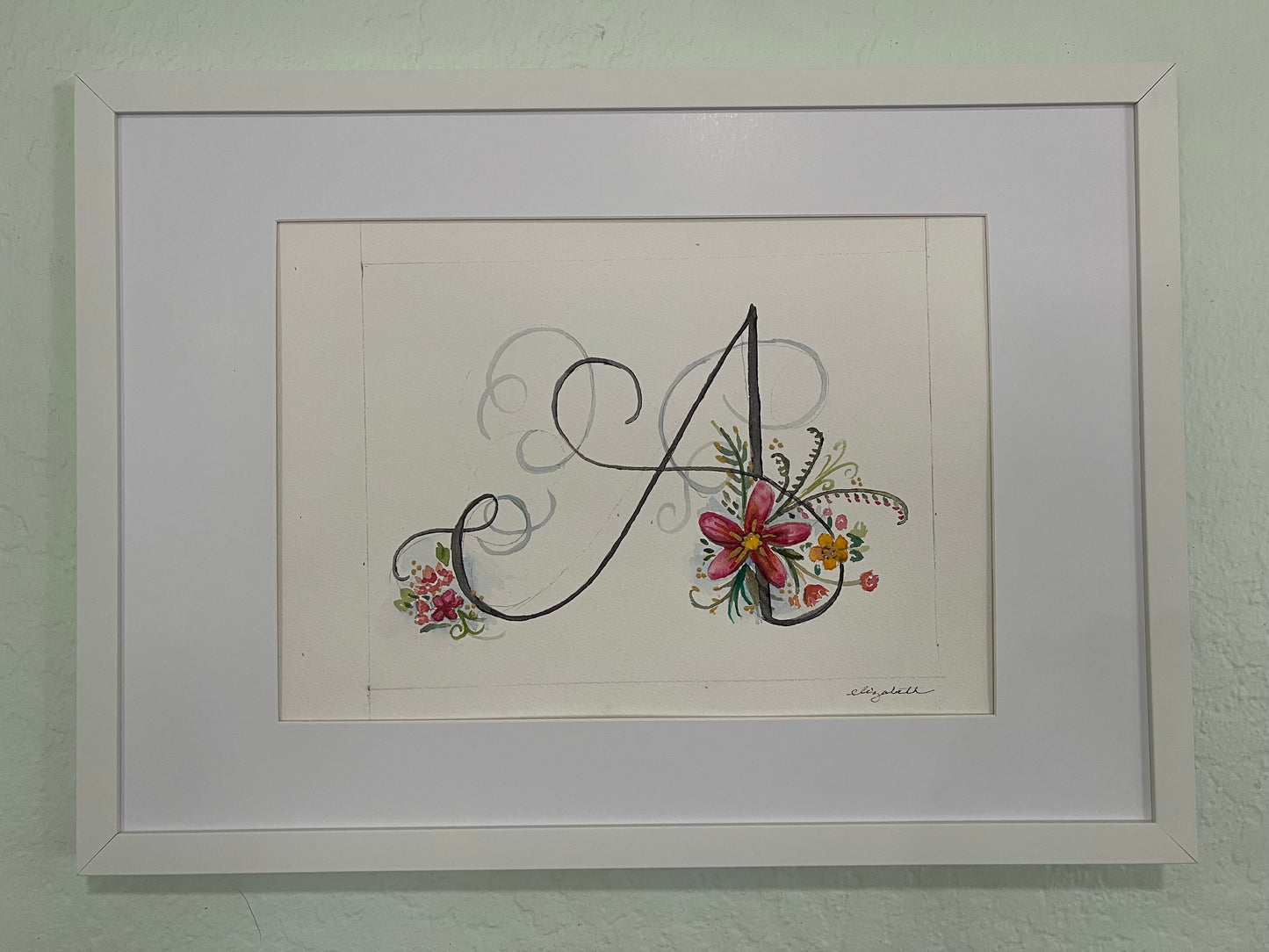 Original Artwork: "A with a flourish" Original watercolor