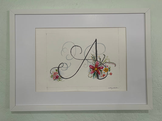 Original Artwork: "A with a flourish" Original watercolor